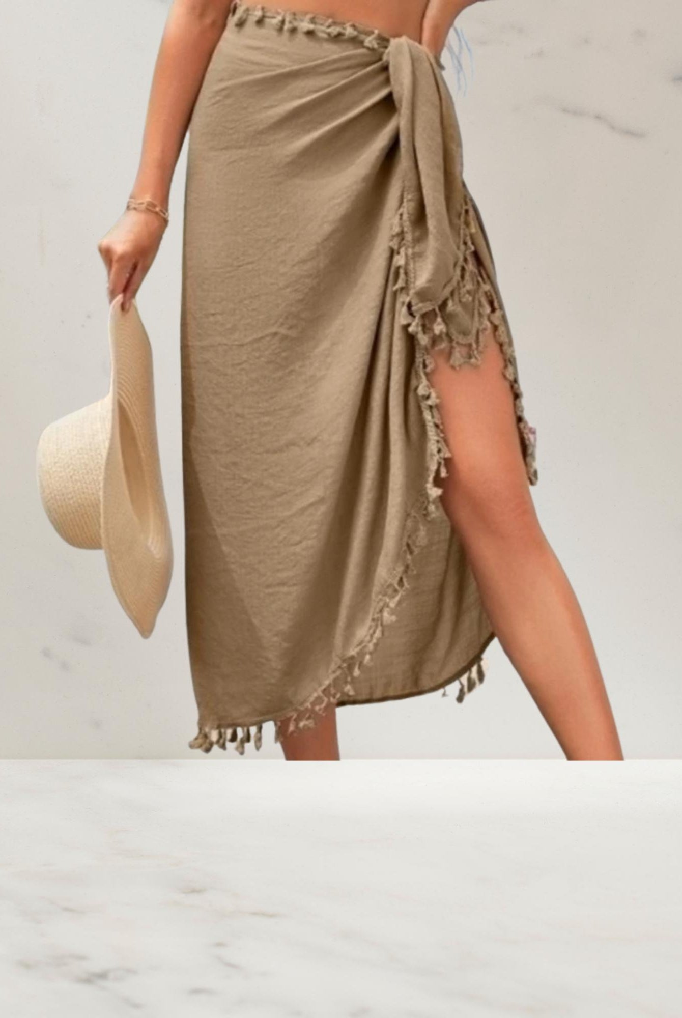 Pareo Bruin - Lange Strand Omslagdoek - Burkinis