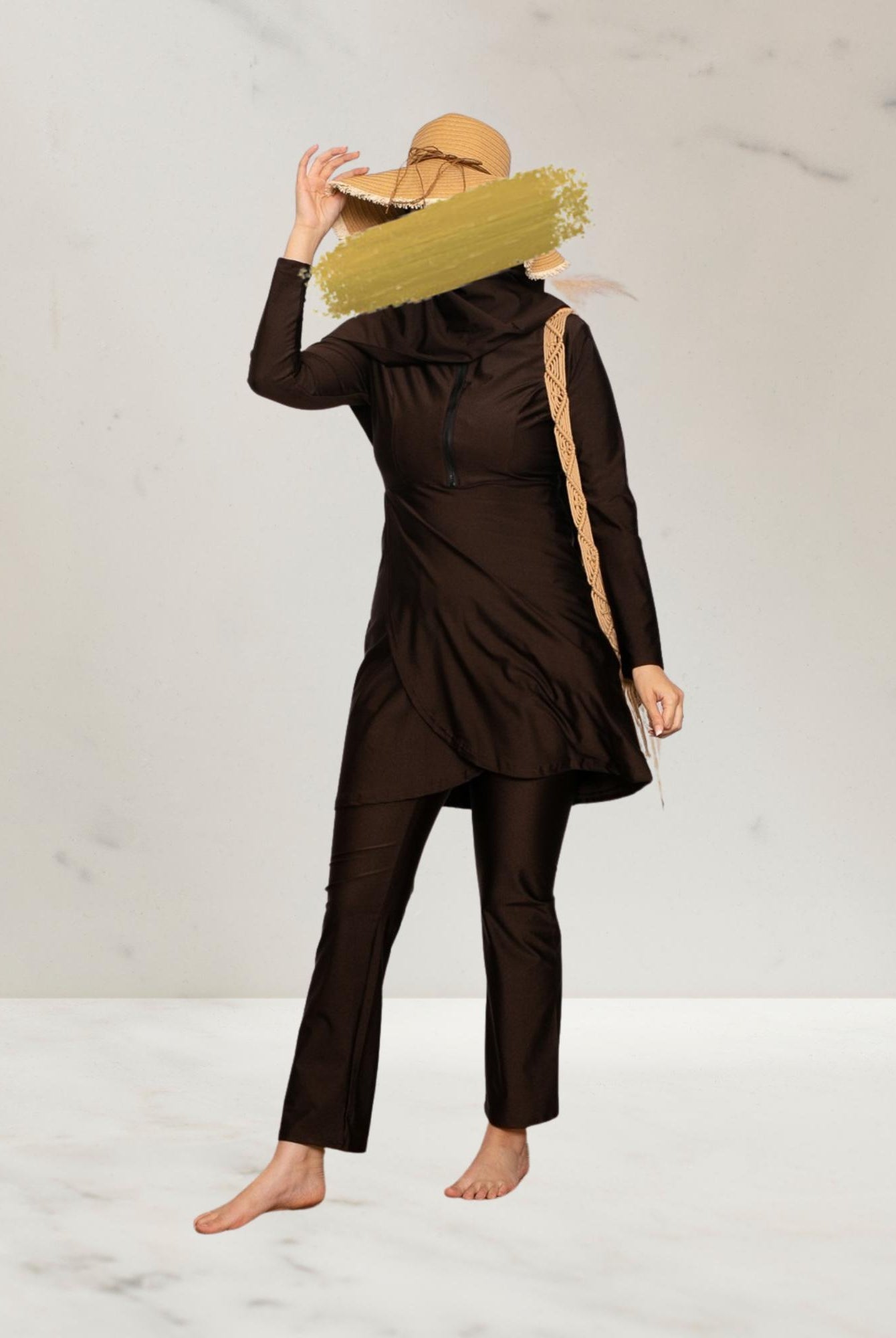 Sabia Burkini met Rits - Choco Bruin - Burkinis