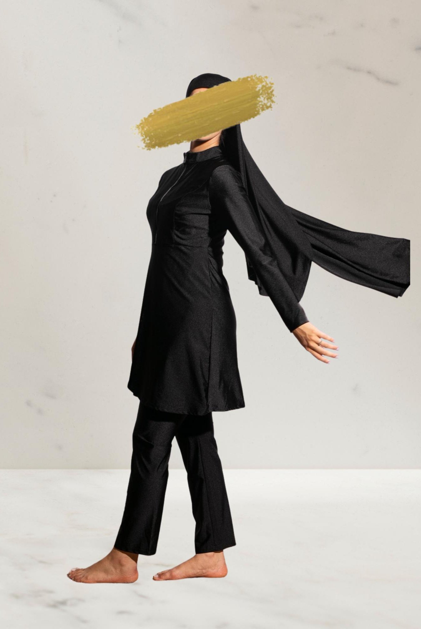 Sabia Burkini met Rits - Zwart - Burkinis