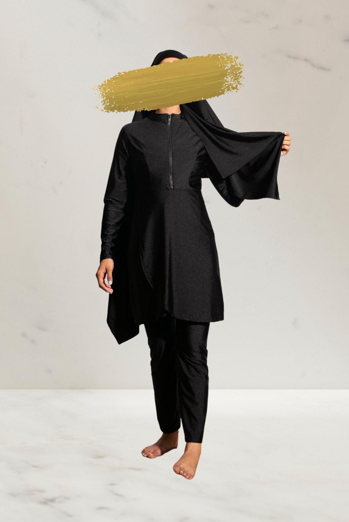 Sabia Burkini met Rits - Zwart - Burkinis