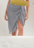 Pareo Grijs - Korte Strand Wikkelrok - Burkinis