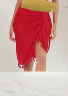 Pareo Rood - Korte Strand Wikkelrok - Burkinis
