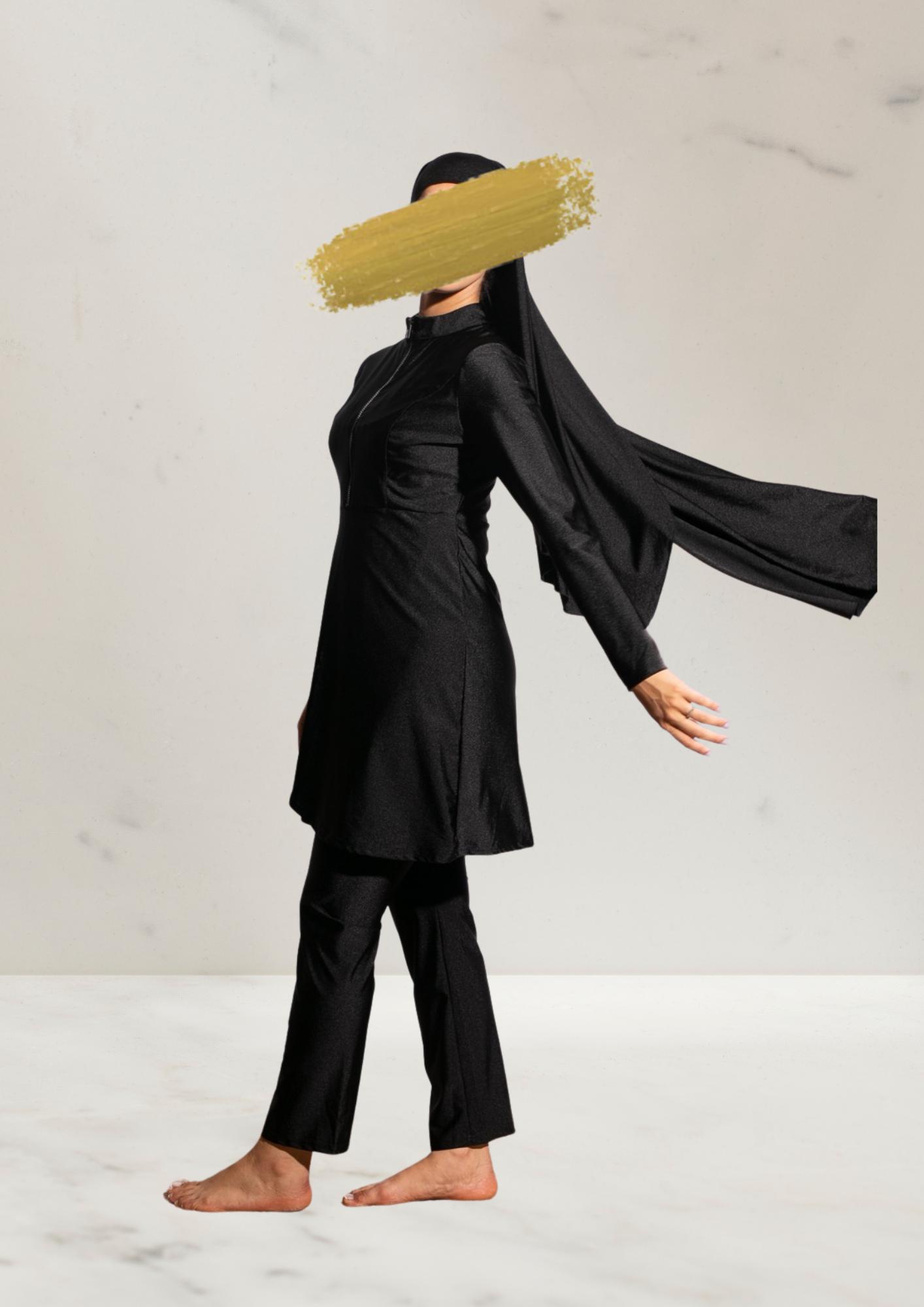 Sabia Burkini met Rits - Zwart - Burkinis